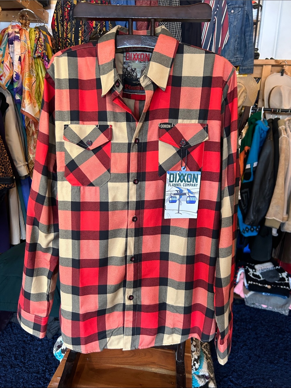 DIXXON Red and Tan Plaid Button-Down Shirt- bloodline edition